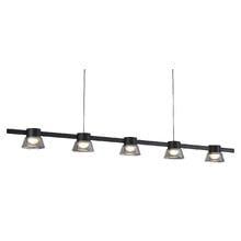 Rocket Iron & Glass Tri-Colour LED 5 Light Pendant